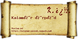 Kalamár Árpád névjegykártya